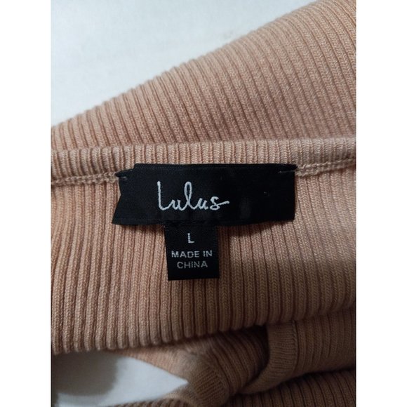 Lulu's Large Blush Pink Knit Halter Stretch Open Back One Piece Bodysuit - Picture 3 of 3